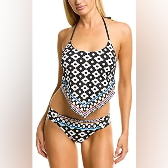 NWT Trina Turk Women’s Onyx Ikat Scarf Tankini Top - Size 6 - Picture 1 of 9